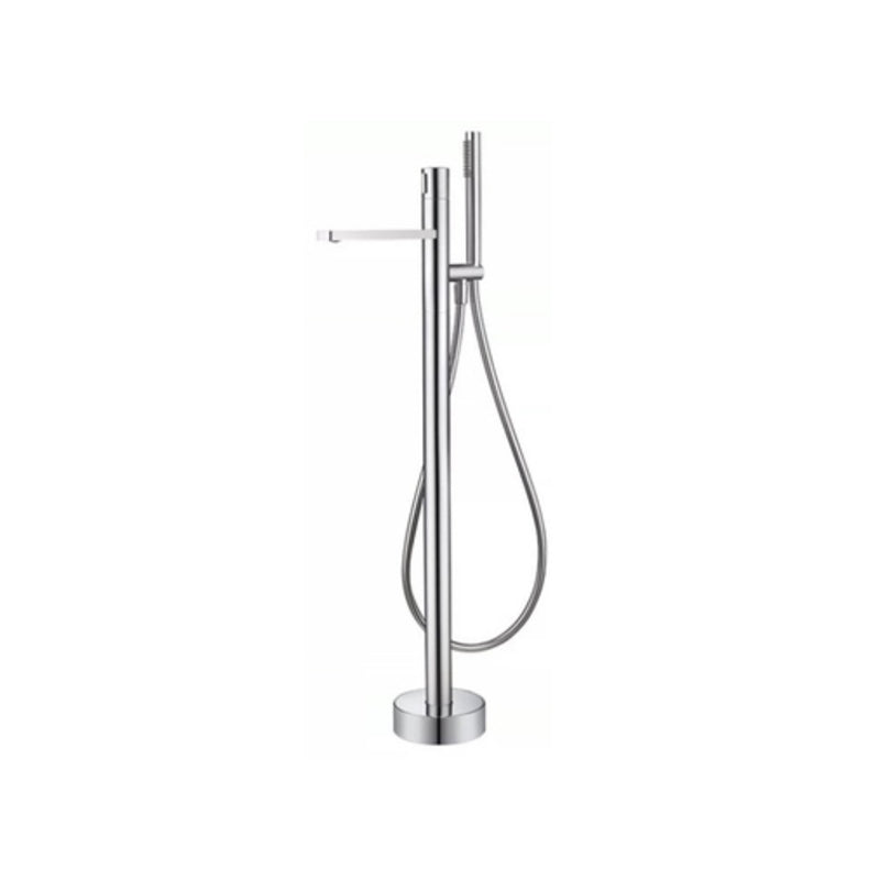 Floor Mounted Metal Freestanding Tub Filler High Arc Freestanding Bathtub Faucet Silver Clearhalo 'Bathroom Remodel & Bathroom Fixtures' 'Bathtub Faucets' 'bathtub_faucets' 'Home Improvement' 'home_improvement' 'home_improvement_bathtub_faucets' 6714594