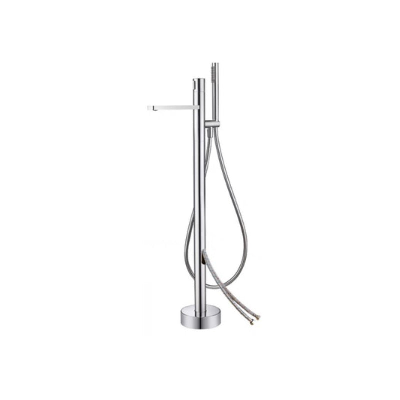 Floor Mounted Metal Freestanding Tub Filler High Arc Freestanding Bathtub Faucet Silver Wall Clearhalo 'Bathroom Remodel & Bathroom Fixtures' 'Bathtub Faucets' 'bathtub_faucets' 'Home Improvement' 'home_improvement' 'home_improvement_bathtub_faucets' 6714595