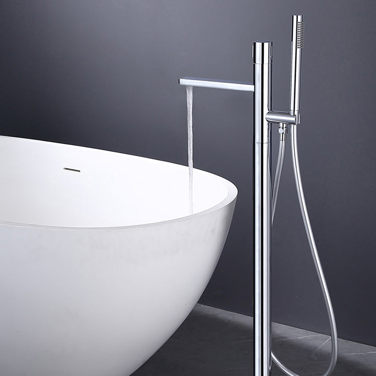 Floor Mounted Metal Freestanding Tub Filler High Arc Freestanding Bathtub Faucet Clearhalo 'Bathroom Remodel & Bathroom Fixtures' 'Bathtub Faucets' 'bathtub_faucets' 'Home Improvement' 'home_improvement' 'home_improvement_bathtub_faucets' 6714596