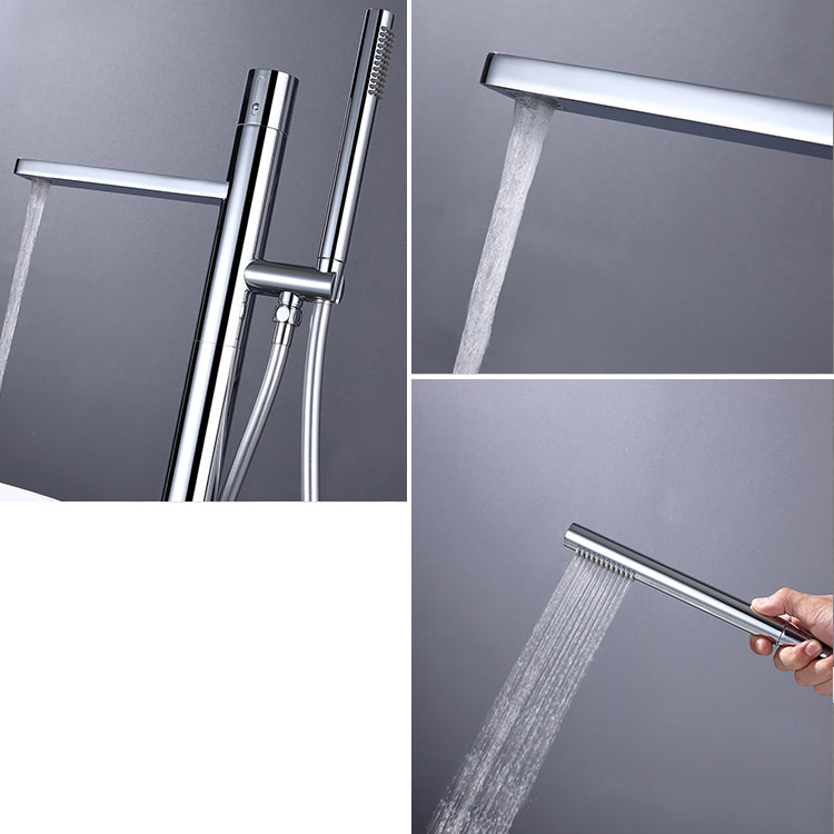 Floor Mounted Metal Freestanding Tub Filler High Arc Freestanding Bathtub Faucet Clearhalo 'Bathroom Remodel & Bathroom Fixtures' 'Bathtub Faucets' 'bathtub_faucets' 'Home Improvement' 'home_improvement' 'home_improvement_bathtub_faucets' 6714605