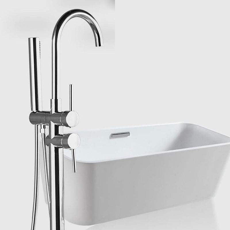 Traditional Floor Mounted Metal Freestanding Tub Filler High Arc Freestanding Faucet Clearhalo 'Bathroom Remodel & Bathroom Fixtures' 'Bathtub Faucets' 'bathtub_faucets' 'Home Improvement' 'home_improvement' 'home_improvement_bathtub_faucets' 6714688