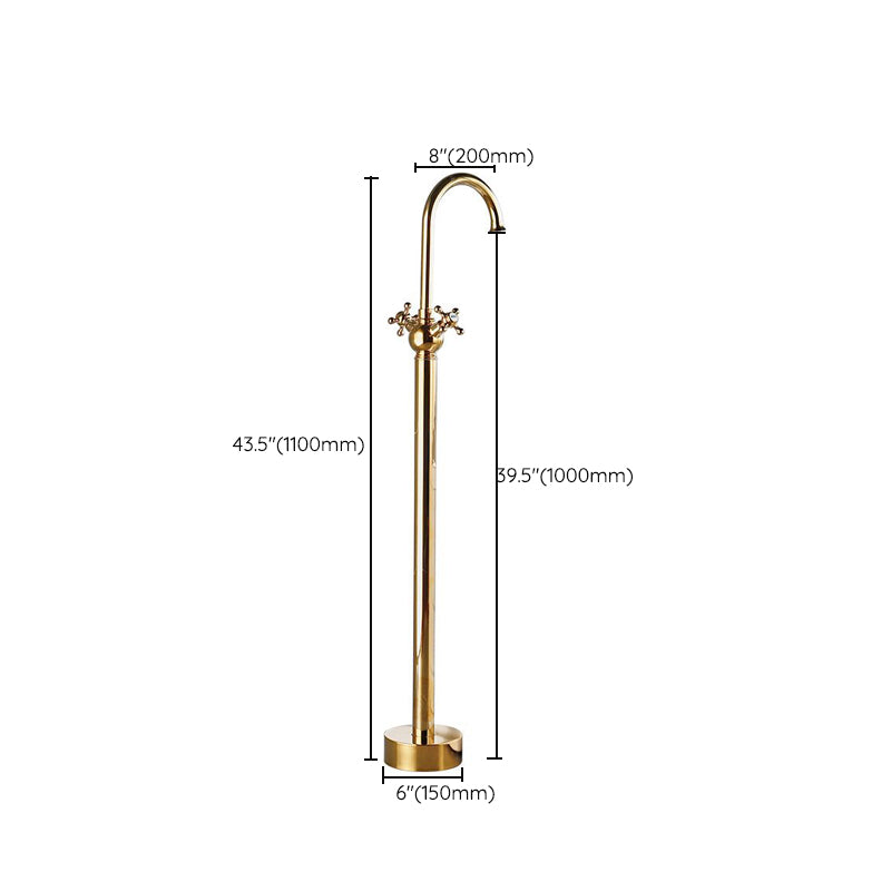 Traditional Floor Mounted Metal Freestanding Tub Filler High Arc Freestanding Faucet Clearhalo 'Bathroom Remodel & Bathroom Fixtures' 'Bathtub Faucets' 'bathtub_faucets' 'Home Improvement' 'home_improvement' 'home_improvement_bathtub_faucets' 6714710