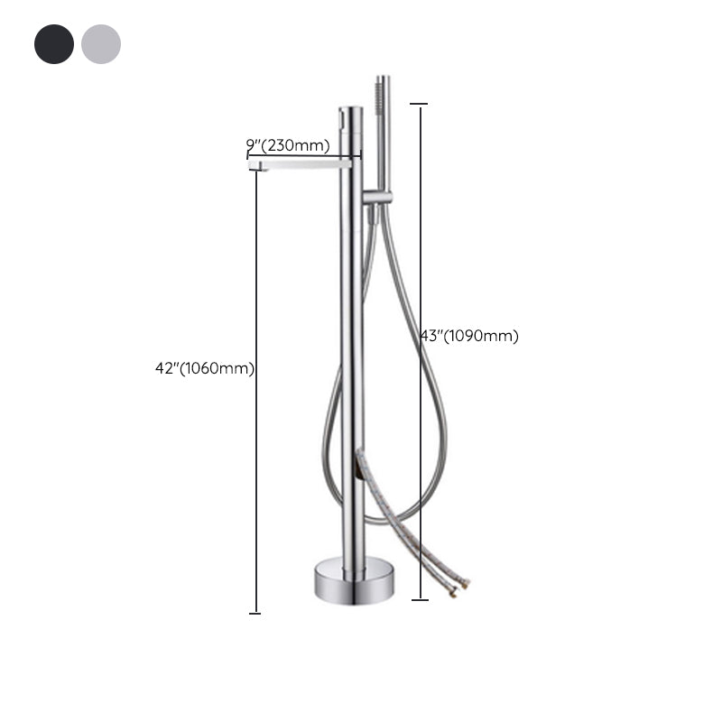 Floor Mounted Metal Freestanding Tub Filler Swivel Nickel Freestanding Faucet Clearhalo 'Bathroom Remodel & Bathroom Fixtures' 'Bathtub Faucets' 'bathtub_faucets' 'Home Improvement' 'home_improvement' 'home_improvement_bathtub_faucets' 6714726