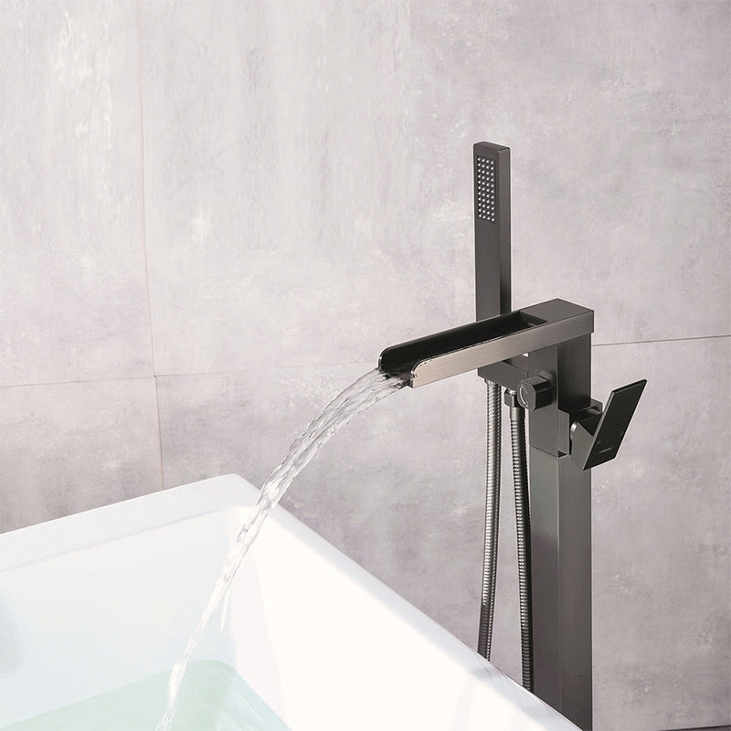 Floor Mounted High Arc Freestanding Tub Filler Copper Freestanding Tub Filler Trim Clearhalo 'Bathroom Remodel & Bathroom Fixtures' 'Bathtub Faucets' 'bathtub_faucets' 'Home Improvement' 'home_improvement' 'home_improvement_bathtub_faucets' 6714732