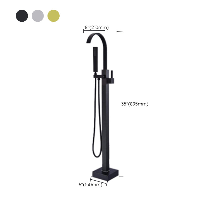 Floor Mounted High Arc Freestanding Tub Filler Copper Freestanding Tub Filler Trim Clearhalo 'Bathroom Remodel & Bathroom Fixtures' 'Bathtub Faucets' 'bathtub_faucets' 'Home Improvement' 'home_improvement' 'home_improvement_bathtub_faucets' 6714746