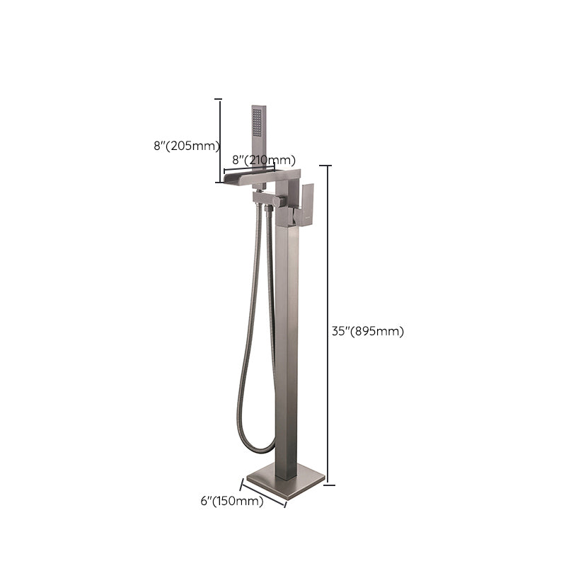 Floor Mounted High Arc Freestanding Tub Filler Copper Freestanding Tub Filler Trim Clearhalo 'Bathroom Remodel & Bathroom Fixtures' 'Bathtub Faucets' 'bathtub_faucets' 'Home Improvement' 'home_improvement' 'home_improvement_bathtub_faucets' 6714748