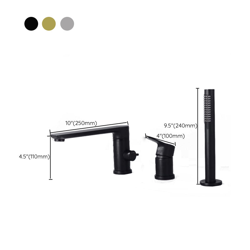 Deck Mounted Copper Roman Tub Faucet Low Arc Bathroom Tub Faucet Set Clearhalo 'Bathroom Remodel & Bathroom Fixtures' 'Bathtub Faucets' 'bathtub_faucets' 'Home Improvement' 'home_improvement' 'home_improvement_bathtub_faucets' 6714768