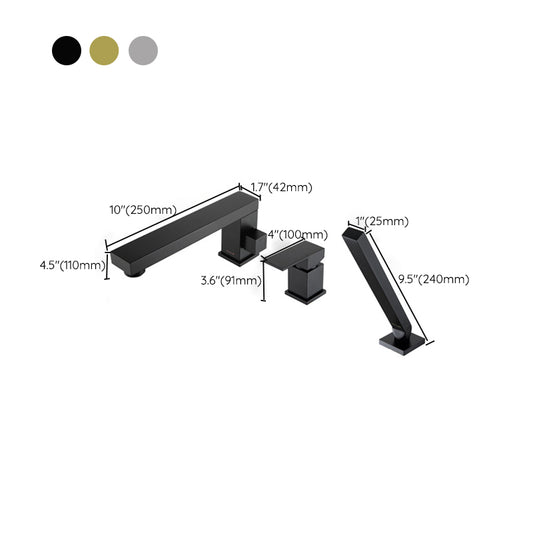 Deck Mounted Copper Roman Tub Faucet Low Arc Bathroom Tub Faucet Set Clearhalo 'Bathroom Remodel & Bathroom Fixtures' 'Bathtub Faucets' 'bathtub_faucets' 'Home Improvement' 'home_improvement' 'home_improvement_bathtub_faucets' 6714769