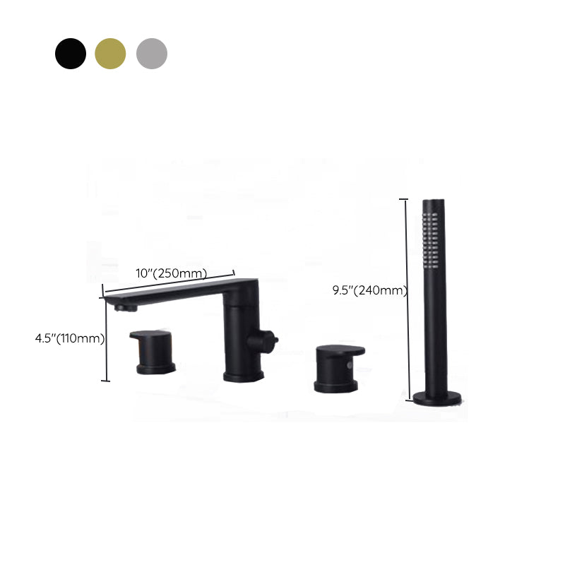 Deck Mounted Copper Roman Tub Faucet Low Arc Bathroom Tub Faucet Set Clearhalo 'Bathroom Remodel & Bathroom Fixtures' 'Bathtub Faucets' 'bathtub_faucets' 'Home Improvement' 'home_improvement' 'home_improvement_bathtub_faucets' 6714771