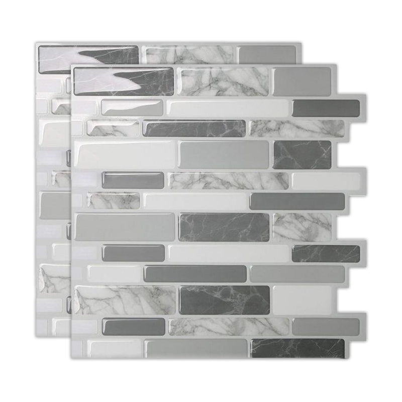 Peel & Stick Subway Tile Stain Resistant Plastic Rectangle Peel and Stick Tile 2 Pack Grey Clearhalo 'Flooring 'Home Improvement' 'home_improvement' 'home_improvement_peel_stick_blacksplash' 'Peel & Stick Backsplash Tile' 'peel_stick_blacksplash' 'Walls & Ceilings' Walls and Ceiling' 6714927