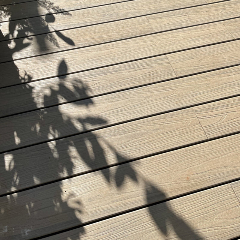 Modern Deck Plank Outdoor Wooden Waterproof Embossed Floor Board Khaki 8㎡- 16 Pieces Clearhalo 'Home Improvement' 'home_improvement' 'home_improvement_outdoor_deck_tiles_planks' 'Outdoor Deck Tiles & Planks' 'Outdoor Flooring & Tile' 'Outdoor Remodel' 'outdoor_deck_tiles_planks' 6716204