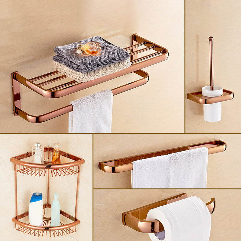 Traditional Bathroom Accessories Hardware Set Bath Shelf Bathroom Set 5-Piece Set (Single Rod) Clearhalo 'Bathroom Hardware Sets' 'Bathroom Hardware' 'Bathroom Remodel & Bathroom Fixtures' 'bathroom_hardware_sets' 'Home Improvement' 'home_improvement' 'home_improvement_bathroom_hardware_sets' 6717693