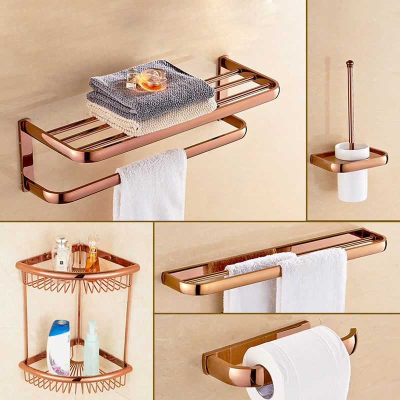 Traditional Bathroom Accessories Hardware Set Bath Shelf Bathroom Set 5-Piece Set (Double Rods) Clearhalo 'Bathroom Hardware Sets' 'Bathroom Hardware' 'Bathroom Remodel & Bathroom Fixtures' 'bathroom_hardware_sets' 'Home Improvement' 'home_improvement' 'home_improvement_bathroom_hardware_sets' 6717695