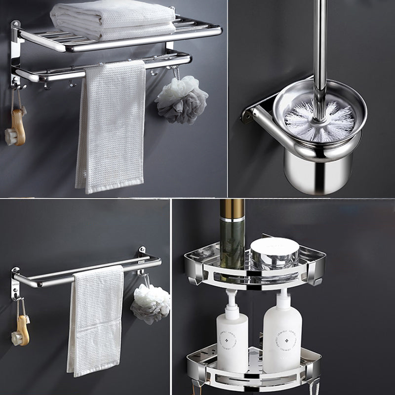 Modern Stainless Steel Bath Shelf Bathroom Accessories Hardware Set 5-Piece Set (Toilet Brush) Clearhalo 'Bathroom Hardware Sets' 'Bathroom Hardware' 'Bathroom Remodel & Bathroom Fixtures' 'bathroom_hardware_sets' 'Home Improvement' 'home_improvement' 'home_improvement_bathroom_hardware_sets' 6717744