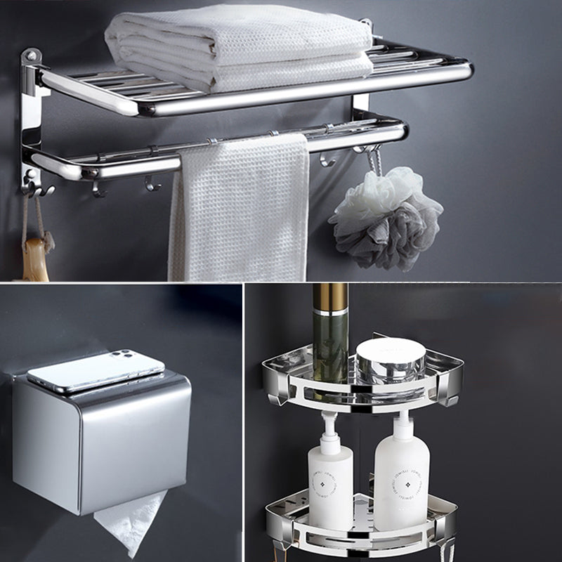 Modern Stainless Steel Bath Shelf Bathroom Accessories Hardware Set 4-Piece Set (Toilet Paper Holder) Clearhalo 'Bathroom Hardware Sets' 'Bathroom Hardware' 'Bathroom Remodel & Bathroom Fixtures' 'bathroom_hardware_sets' 'Home Improvement' 'home_improvement' 'home_improvement_bathroom_hardware_sets' 6717750