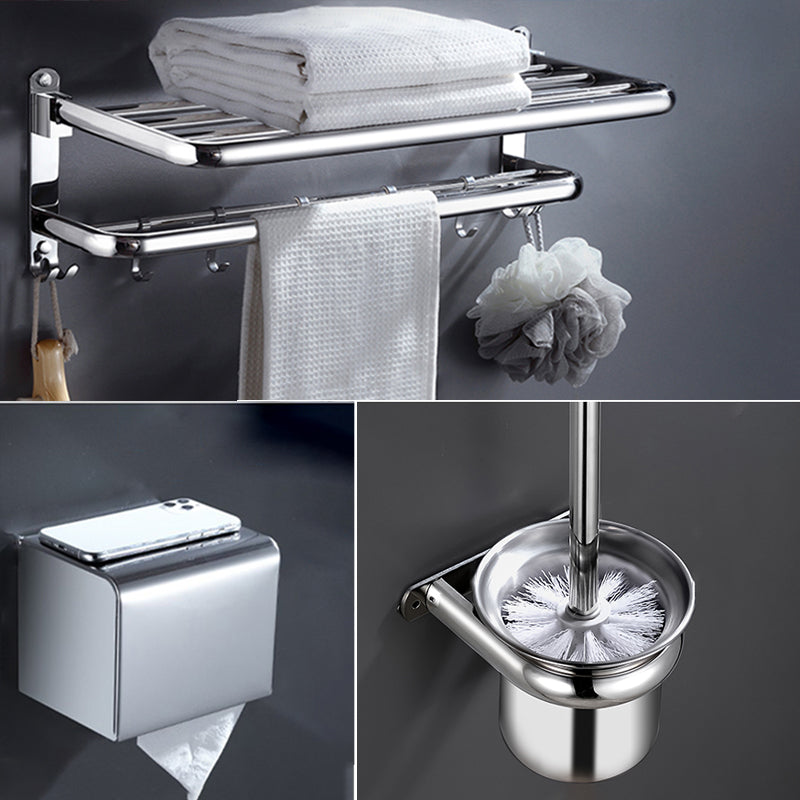 Modern Stainless Steel Bath Shelf Bathroom Accessories Hardware Set 3-Piece Set (Toilet Brush) Clearhalo 'Bathroom Hardware Sets' 'Bathroom Hardware' 'Bathroom Remodel & Bathroom Fixtures' 'bathroom_hardware_sets' 'Home Improvement' 'home_improvement' 'home_improvement_bathroom_hardware_sets' 6717751