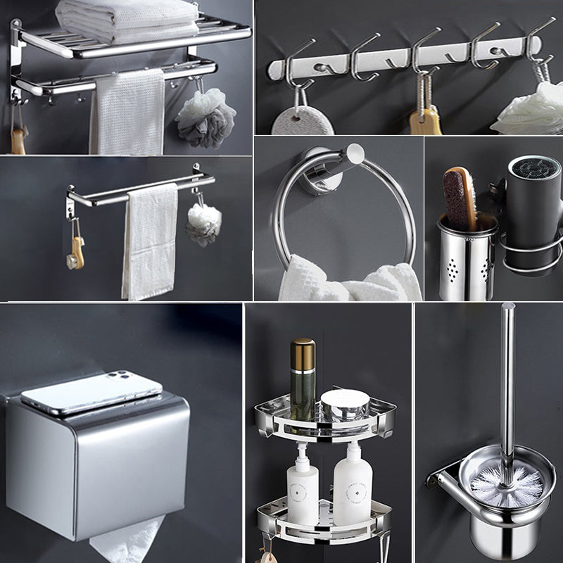 Modern Stainless Steel Bath Shelf Bathroom Accessories Hardware Set 9-Piece Set (Toilet Paper Holder) Clearhalo 'Bathroom Hardware Sets' 'Bathroom Hardware' 'Bathroom Remodel & Bathroom Fixtures' 'bathroom_hardware_sets' 'Home Improvement' 'home_improvement' 'home_improvement_bathroom_hardware_sets' 6717761