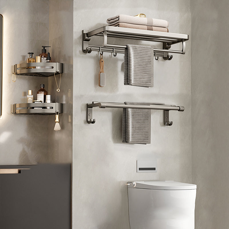 Modern Stainless Steel Bath Shelf Bathroom Accessory Kit Towel Bar Bathroom Set 4-Piece Set (Triangular Bath Shelf) Clearhalo 'Bathroom Hardware Sets' 'Bathroom Hardware' 'Bathroom Remodel & Bathroom Fixtures' 'bathroom_hardware_sets' 'Home Improvement' 'home_improvement' 'home_improvement_bathroom_hardware_sets' 6717772