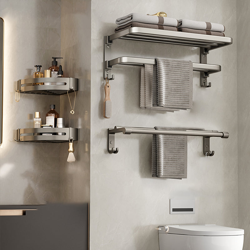 Modern Stainless Steel Bath Shelf Bathroom Accessory Kit Towel Bar Bathroom Set 4-Piece Set (Double Rods) Clearhalo 'Bathroom Hardware Sets' 'Bathroom Hardware' 'Bathroom Remodel & Bathroom Fixtures' 'bathroom_hardware_sets' 'Home Improvement' 'home_improvement' 'home_improvement_bathroom_hardware_sets' 6717773