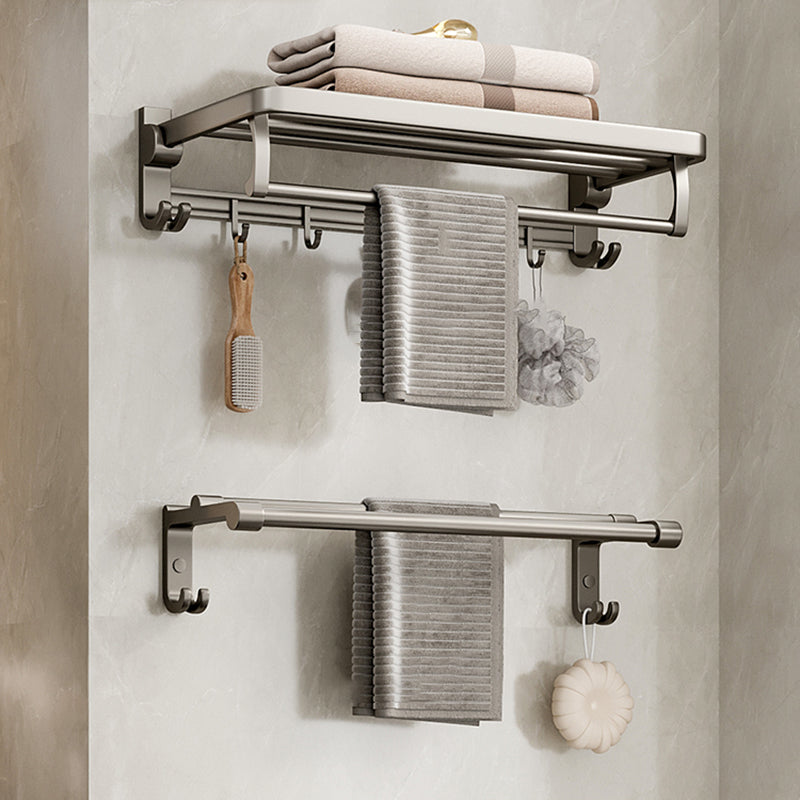 Modern Stainless Steel Bath Shelf Bathroom Accessory Kit Towel Bar Bathroom Set Towel Rack with Towel Bar Clearhalo 'Bathroom Hardware Sets' 'Bathroom Hardware' 'Bathroom Remodel & Bathroom Fixtures' 'bathroom_hardware_sets' 'Home Improvement' 'home_improvement' 'home_improvement_bathroom_hardware_sets' 6717784