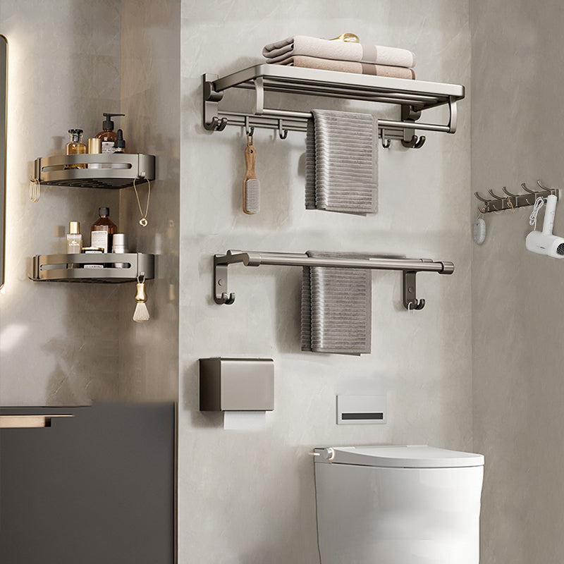 Modern Stainless Steel Bath Shelf Bathroom Accessory Kit Towel Bar Bathroom Set 6-Piece Set (Toilet Paper Holder) Clearhalo 'Bathroom Hardware Sets' 'Bathroom Hardware' 'Bathroom Remodel & Bathroom Fixtures' 'bathroom_hardware_sets' 'Home Improvement' 'home_improvement' 'home_improvement_bathroom_hardware_sets' 6717795