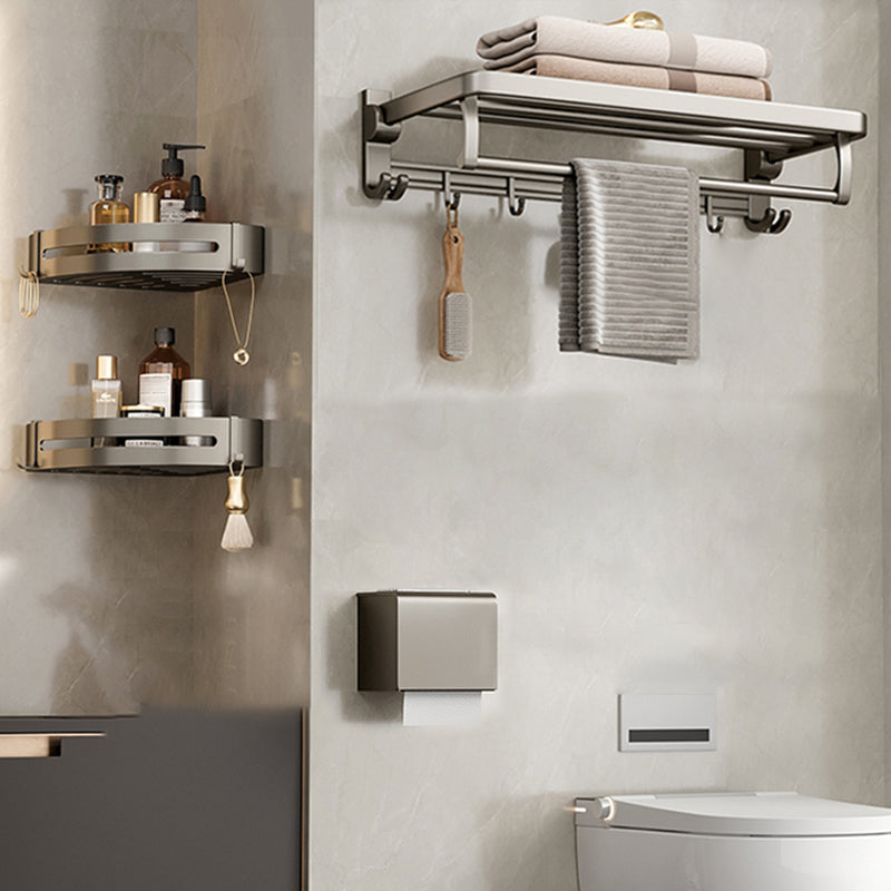 Modern Stainless Steel Bath Shelf Bathroom Accessory Kit Towel Bar Bathroom Set 4-Piece Set (24"L Towel Rack) Clearhalo 'Bathroom Hardware Sets' 'Bathroom Hardware' 'Bathroom Remodel & Bathroom Fixtures' 'bathroom_hardware_sets' 'Home Improvement' 'home_improvement' 'home_improvement_bathroom_hardware_sets' 6717799