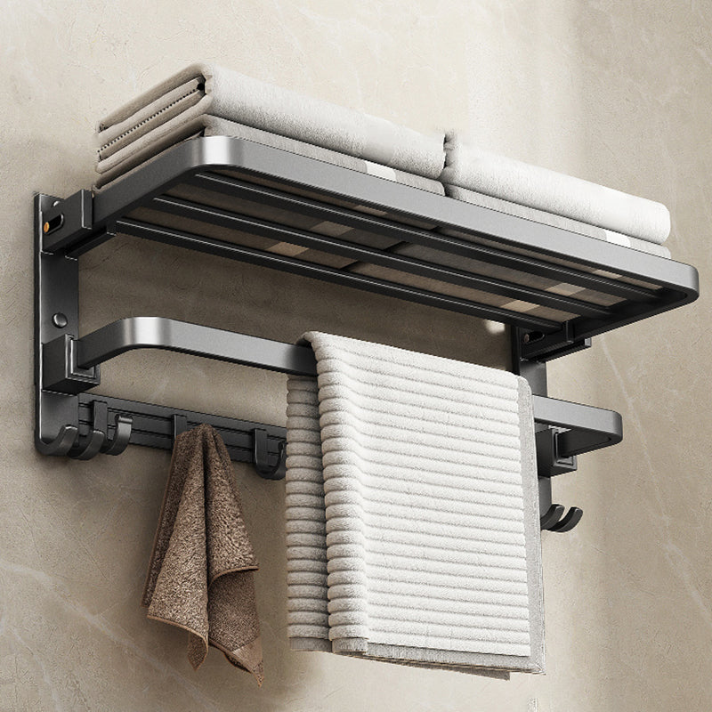 Modern Towel Bar Bathroom Set Bath Shelf Bathroom Accessory Kit Black Clearhalo 'Bathroom Hardware Sets' 'Bathroom Hardware' 'Bathroom Remodel & Bathroom Fixtures' 'bathroom_hardware_sets' 'Home Improvement' 'home_improvement' 'home_improvement_bathroom_hardware_sets' 6717819