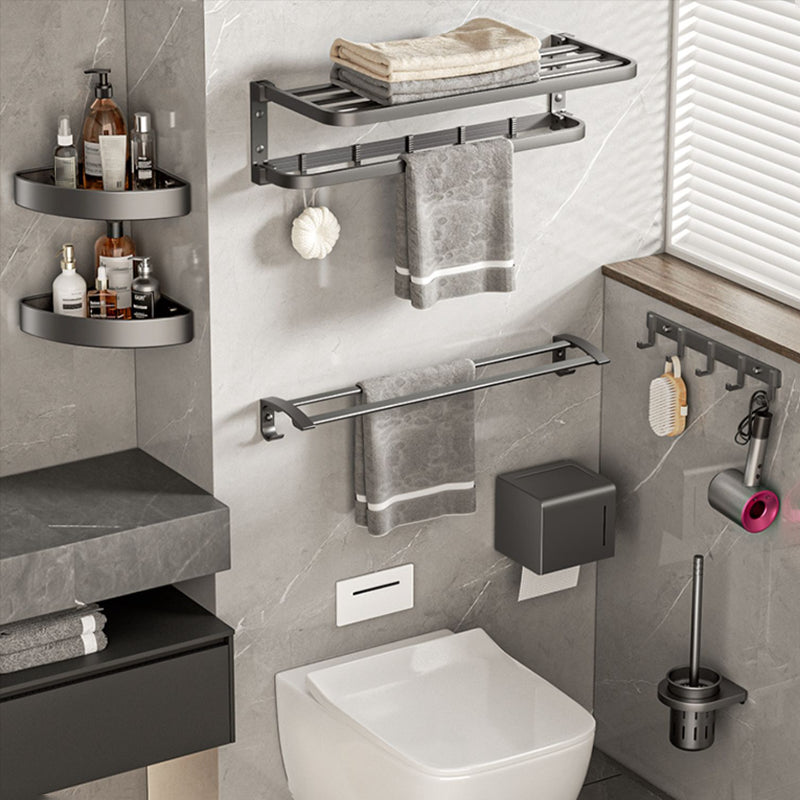 Modern Bathroom Accessory Kit Grey Towel Bar Bath Shelf Bathroom Hardware Clearhalo 'Bathroom Hardware Sets' 'Bathroom Hardware' 'Bathroom Remodel & Bathroom Fixtures' 'bathroom_hardware_sets' 'Home Improvement' 'home_improvement' 'home_improvement_bathroom_hardware_sets' 6717864