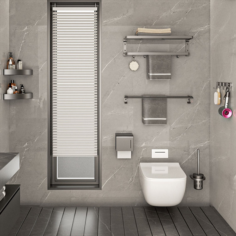 Modern Bathroom Accessory Kit Grey Towel Bar Bath Shelf Bathroom Hardware Clearhalo 'Bathroom Hardware Sets' 'Bathroom Hardware' 'Bathroom Remodel & Bathroom Fixtures' 'bathroom_hardware_sets' 'Home Improvement' 'home_improvement' 'home_improvement_bathroom_hardware_sets' 6717866