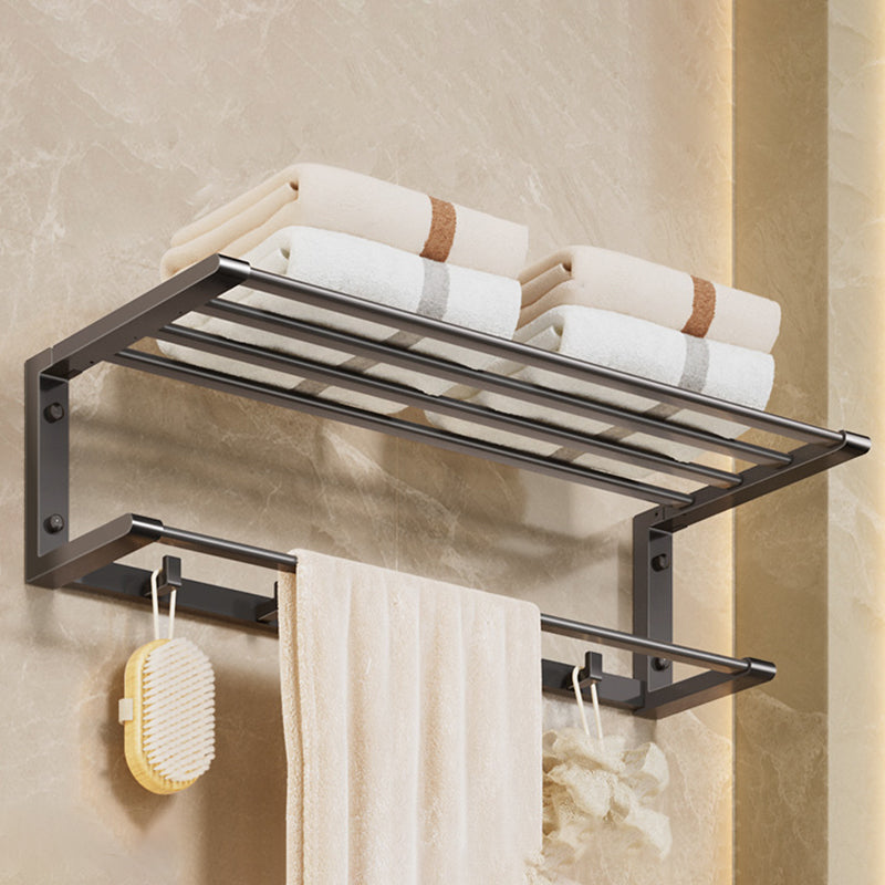 Modern Bathroom Accessory Kit Grey Towel Bar Bath Shelf Bathroom Hardware Clearhalo 'Bathroom Hardware Sets' 'Bathroom Hardware' 'Bathroom Remodel & Bathroom Fixtures' 'bathroom_hardware_sets' 'Home Improvement' 'home_improvement' 'home_improvement_bathroom_hardware_sets' 6717874