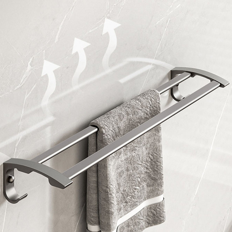 Modern Bathroom Accessory Kit Grey Towel Bar Bath Shelf Bathroom Hardware Clearhalo 'Bathroom Hardware Sets' 'Bathroom Hardware' 'Bathroom Remodel & Bathroom Fixtures' 'bathroom_hardware_sets' 'Home Improvement' 'home_improvement' 'home_improvement_bathroom_hardware_sets' 6717877