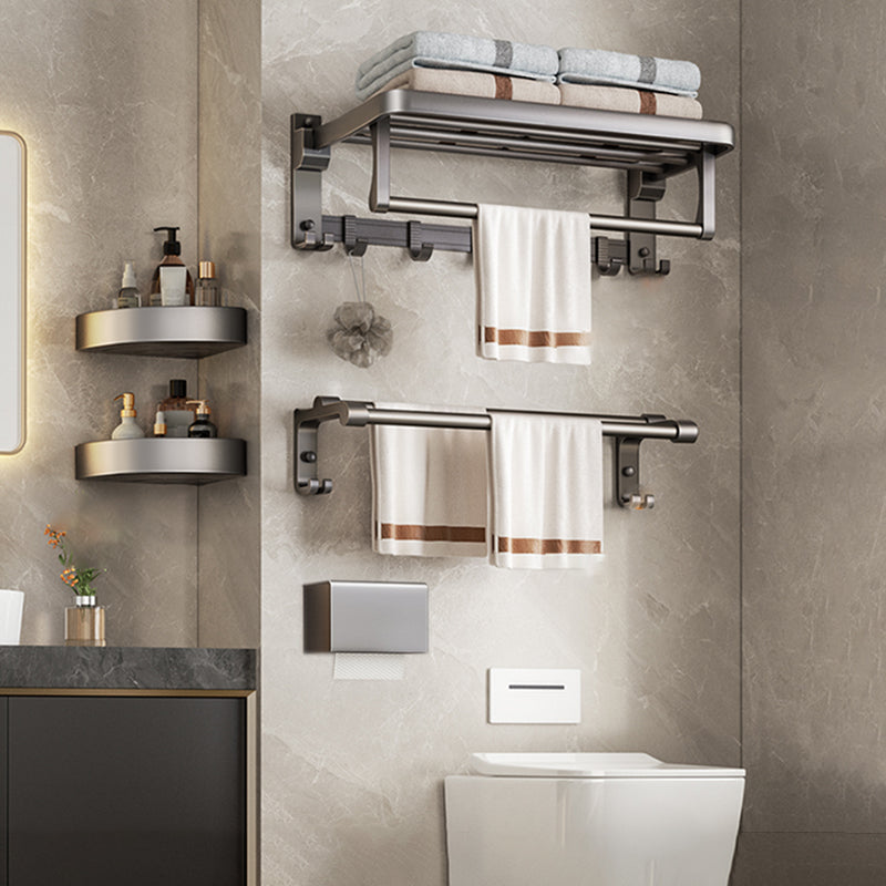 Modern Bathroom Accessory Kit Grey Towel Bar Bath Shelf Bathroom Hardware 5-Piece Set (Toilet Paper Holder) Clearhalo 'Bathroom Hardware Sets' 'Bathroom Hardware' 'Bathroom Remodel & Bathroom Fixtures' 'bathroom_hardware_sets' 'Home Improvement' 'home_improvement' 'home_improvement_bathroom_hardware_sets' 6717878