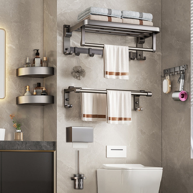 Modern Bathroom Accessory Kit Grey Towel Bar Bath Shelf Bathroom Hardware 7-Piece Set (Toilet Paper Holder) Clearhalo 'Bathroom Hardware Sets' 'Bathroom Hardware' 'Bathroom Remodel & Bathroom Fixtures' 'bathroom_hardware_sets' 'Home Improvement' 'home_improvement' 'home_improvement_bathroom_hardware_sets' 6717884