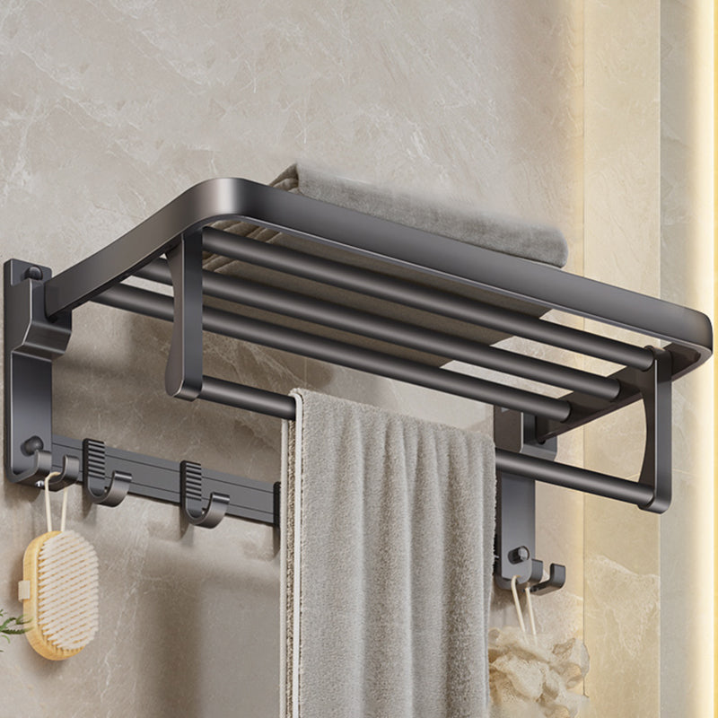 Modern Bathroom Accessory Kit Grey Towel Bar Bath Shelf Bathroom Hardware Clearhalo 'Bathroom Hardware Sets' 'Bathroom Hardware' 'Bathroom Remodel & Bathroom Fixtures' 'bathroom_hardware_sets' 'Home Improvement' 'home_improvement' 'home_improvement_bathroom_hardware_sets' 6717887