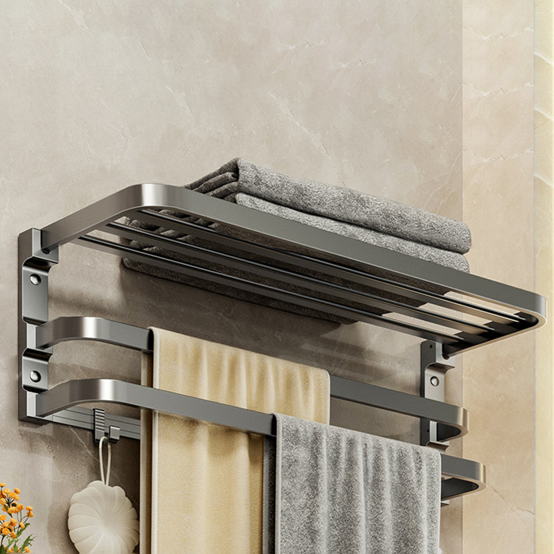 Modern Bathroom Accessory Kit Grey Towel Bar Bath Shelf Bathroom Hardware Clearhalo 'Bathroom Hardware Sets' 'Bathroom Hardware' 'Bathroom Remodel & Bathroom Fixtures' 'bathroom_hardware_sets' 'Home Improvement' 'home_improvement' 'home_improvement_bathroom_hardware_sets' 6717891