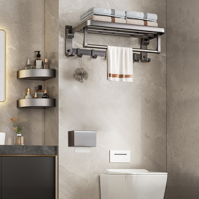 Modern Bathroom Accessory Kit Grey Towel Bar Bath Shelf Bathroom Hardware 4-Piece (Towel Rack) Clearhalo 'Bathroom Hardware Sets' 'Bathroom Hardware' 'Bathroom Remodel & Bathroom Fixtures' 'bathroom_hardware_sets' 'Home Improvement' 'home_improvement' 'home_improvement_bathroom_hardware_sets' 6717894