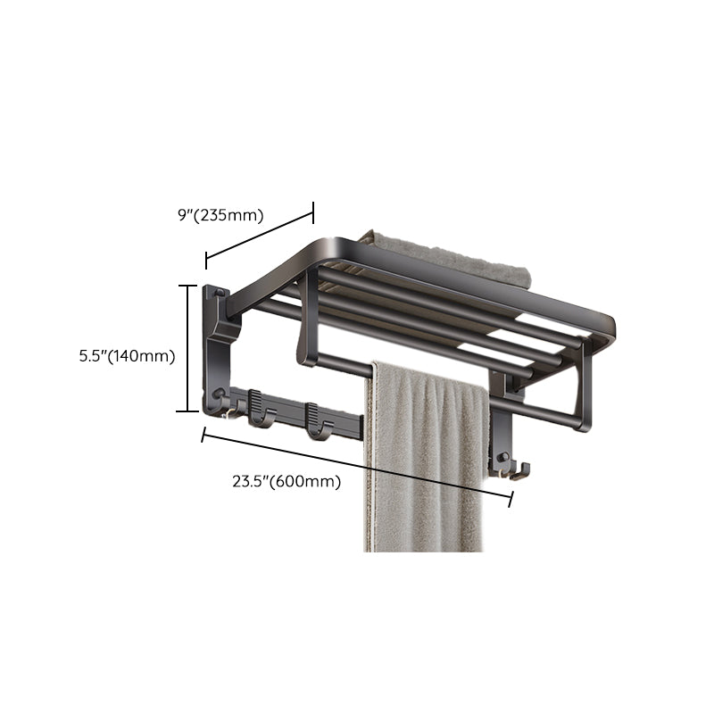 Modern Bathroom Accessory Kit Grey Towel Bar Bath Shelf Bathroom Hardware Clearhalo 'Bathroom Hardware Sets' 'Bathroom Hardware' 'Bathroom Remodel & Bathroom Fixtures' 'bathroom_hardware_sets' 'Home Improvement' 'home_improvement' 'home_improvement_bathroom_hardware_sets' 6717897