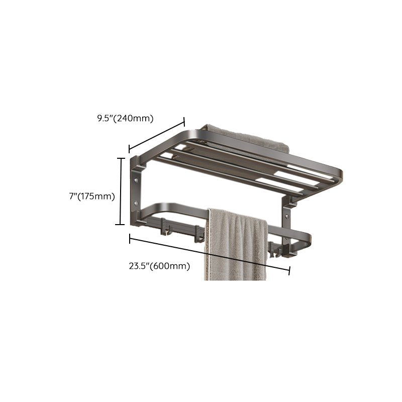 Modern Bathroom Accessory Kit Grey Towel Bar Bath Shelf Bathroom Hardware Clearhalo 'Bathroom Hardware Sets' 'Bathroom Hardware' 'Bathroom Remodel & Bathroom Fixtures' 'bathroom_hardware_sets' 'Home Improvement' 'home_improvement' 'home_improvement_bathroom_hardware_sets' 6717900