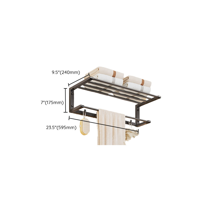 Modern Bathroom Accessory Kit Grey Towel Bar Bath Shelf Bathroom Hardware Clearhalo 'Bathroom Hardware Sets' 'Bathroom Hardware' 'Bathroom Remodel & Bathroom Fixtures' 'bathroom_hardware_sets' 'Home Improvement' 'home_improvement' 'home_improvement_bathroom_hardware_sets' 6717905