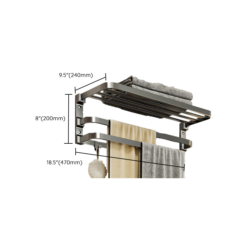 Modern Bathroom Accessory Kit Grey Towel Bar Bath Shelf Bathroom Hardware Clearhalo 'Bathroom Hardware Sets' 'Bathroom Hardware' 'Bathroom Remodel & Bathroom Fixtures' 'bathroom_hardware_sets' 'Home Improvement' 'home_improvement' 'home_improvement_bathroom_hardware_sets' 6717910