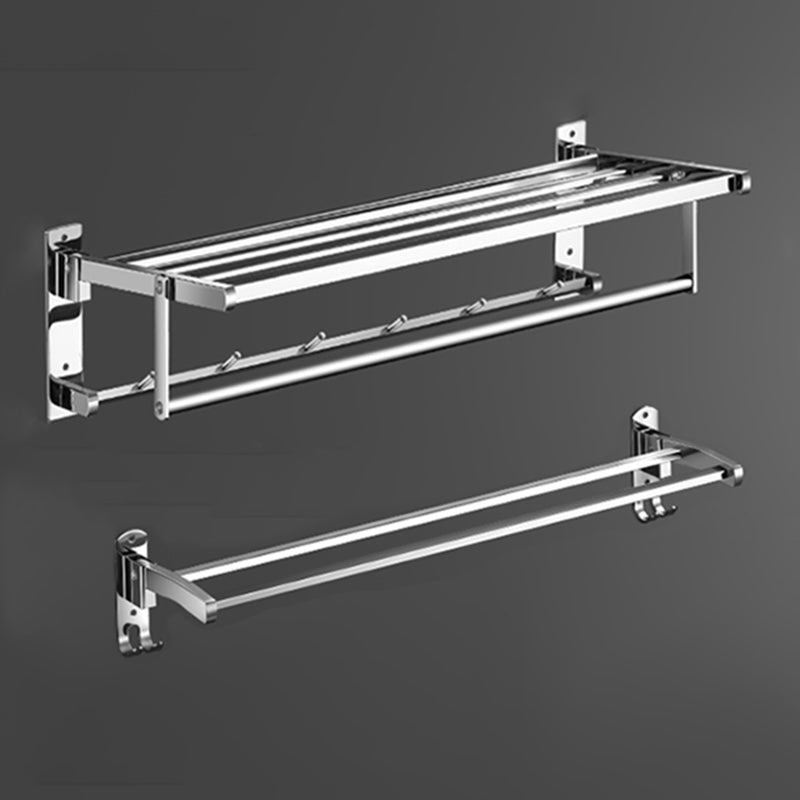 Modern Bathroom Set Stainless Steel Bath Shelf Paper Holder Bathroom Accessory Kit 2-Piece Set (Towel Rack) Clearhalo 'Bathroom Hardware Sets' 'Bathroom Hardware' 'Bathroom Remodel & Bathroom Fixtures' 'bathroom_hardware_sets' 'Home Improvement' 'home_improvement' 'home_improvement_bathroom_hardware_sets' 6717925