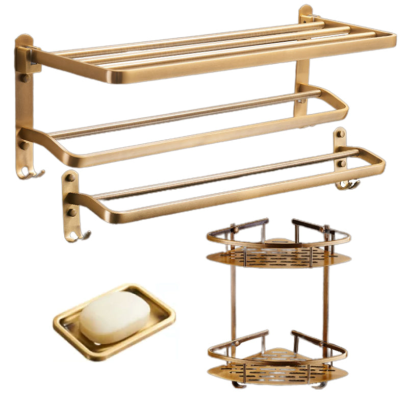 Vintage Bronze Bathroom Accessory Set Brushed Brass Towel Bar/Paper Holder/Bath Shelf 4-Piece Set (Towel Bar) Clearhalo 'Bathroom Hardware Sets' 'Bathroom Hardware' 'Bathroom Remodel & Bathroom Fixtures' 'bathroom_hardware_sets' 'Home Improvement' 'home_improvement' 'home_improvement_bathroom_hardware_sets' 6718111