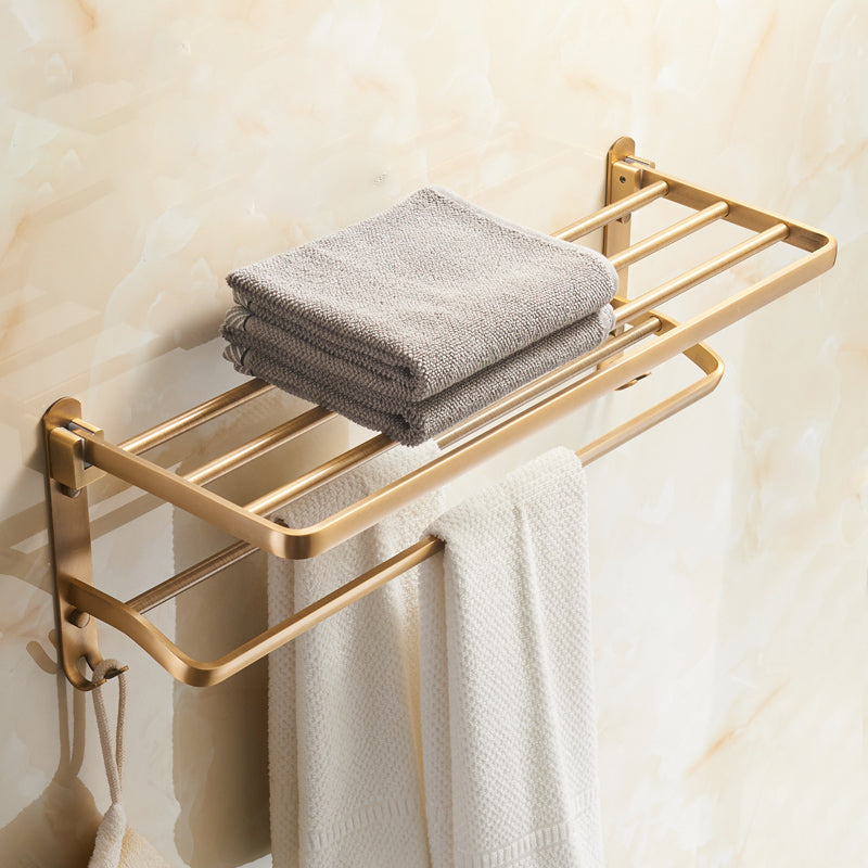 Vintage Bronze Bathroom Accessory Set Brushed Brass Towel Bar/Paper Holder/Bath Shelf Clearhalo 'Bathroom Hardware Sets' 'Bathroom Hardware' 'Bathroom Remodel & Bathroom Fixtures' 'bathroom_hardware_sets' 'Home Improvement' 'home_improvement' 'home_improvement_bathroom_hardware_sets' 6718114