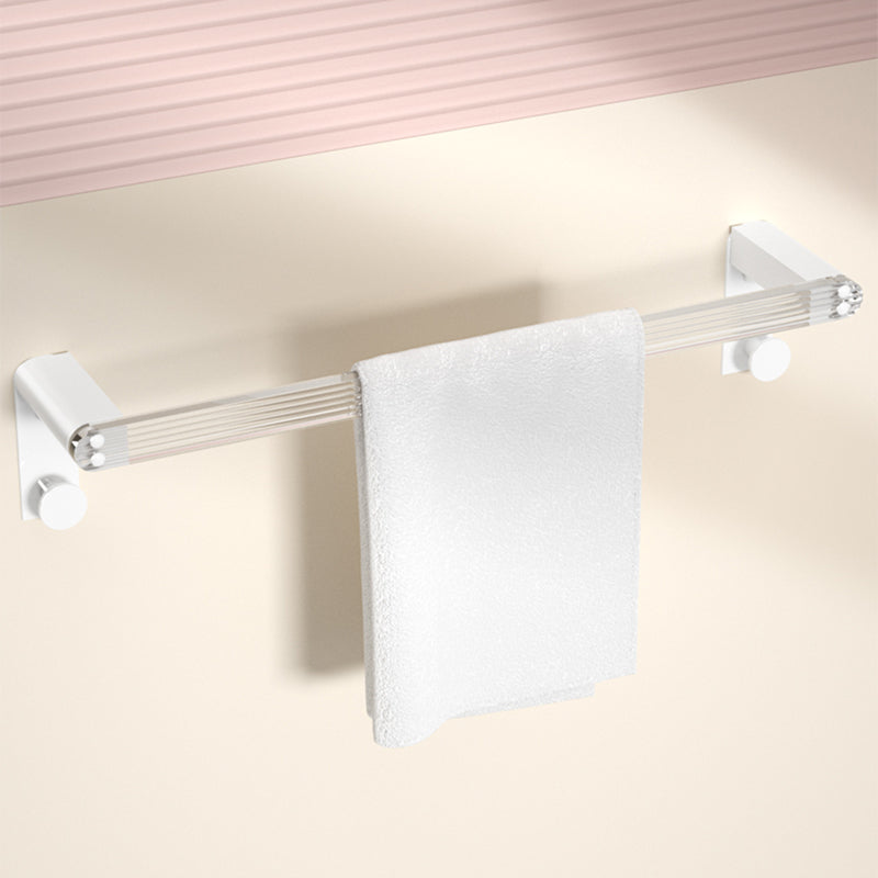 White Bathroom Accessory Set Metal & Acrylic Bathroom Set with Bath Shelf/Robe Hooks Towel Bar Clearhalo 'Bathroom Hardware Sets' 'Bathroom Hardware' 'Bathroom Remodel & Bathroom Fixtures' 'bathroom_hardware_sets' 'Home Improvement' 'home_improvement' 'home_improvement_bathroom_hardware_sets' 6718150