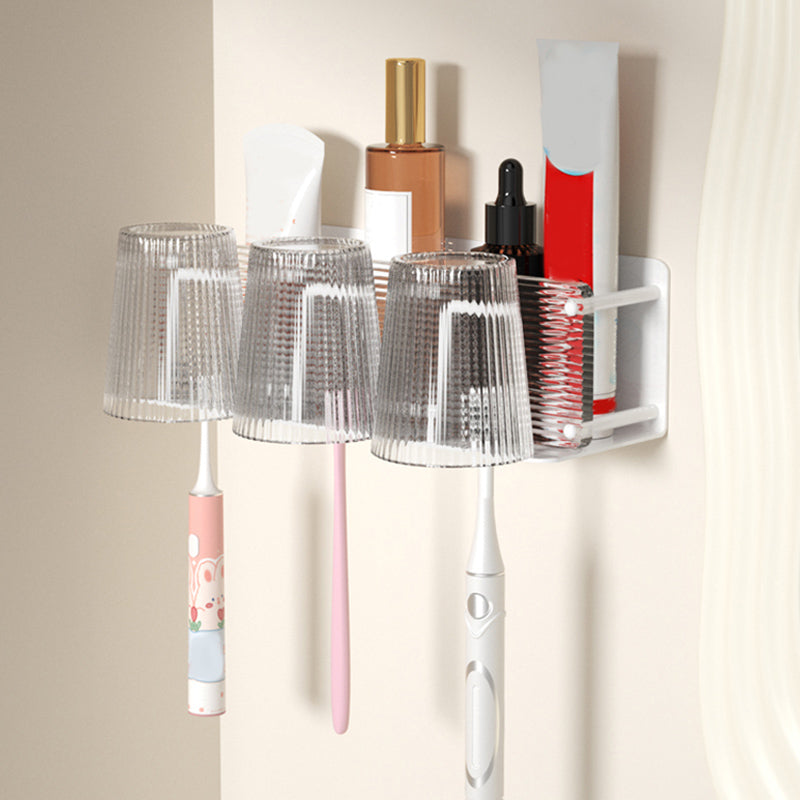 White Bathroom Accessory Set Metal & Acrylic Bathroom Set with Bath Shelf/Robe Hooks Toothbrush Holder Clearhalo 'Bathroom Hardware Sets' 'Bathroom Hardware' 'Bathroom Remodel & Bathroom Fixtures' 'bathroom_hardware_sets' 'Home Improvement' 'home_improvement' 'home_improvement_bathroom_hardware_sets' 6718154