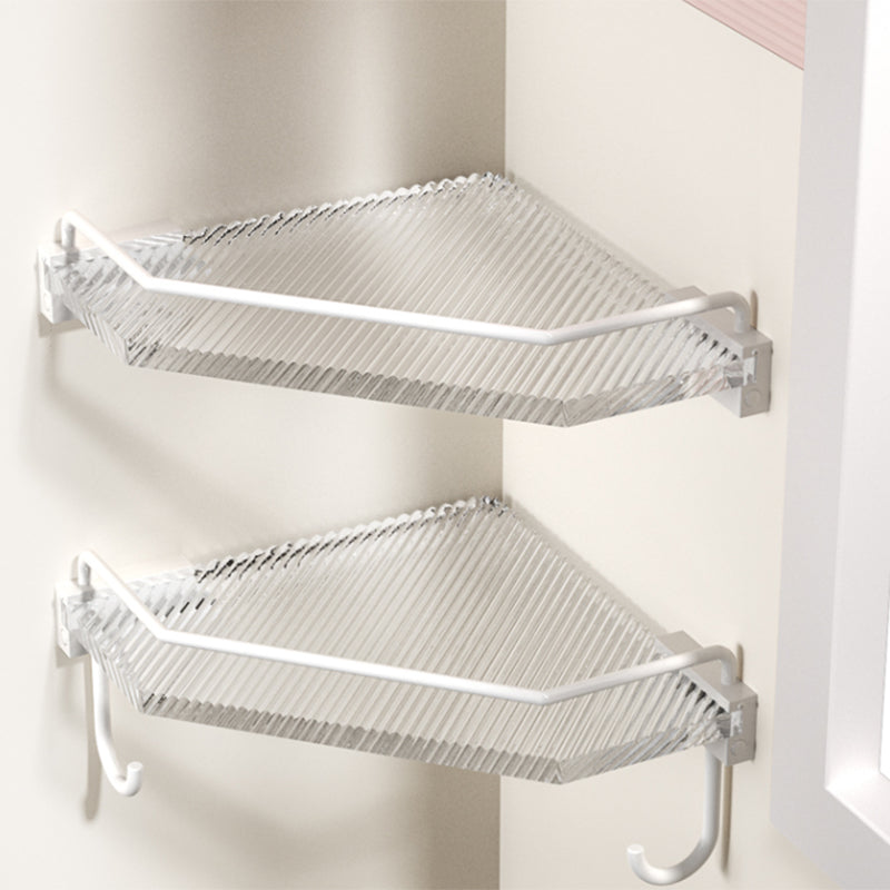 White Bathroom Accessory Set Metal & Acrylic Bathroom Set with Bath Shelf/Robe Hooks Clearhalo 'Bathroom Hardware Sets' 'Bathroom Hardware' 'Bathroom Remodel & Bathroom Fixtures' 'bathroom_hardware_sets' 'Home Improvement' 'home_improvement' 'home_improvement_bathroom_hardware_sets' 6718165