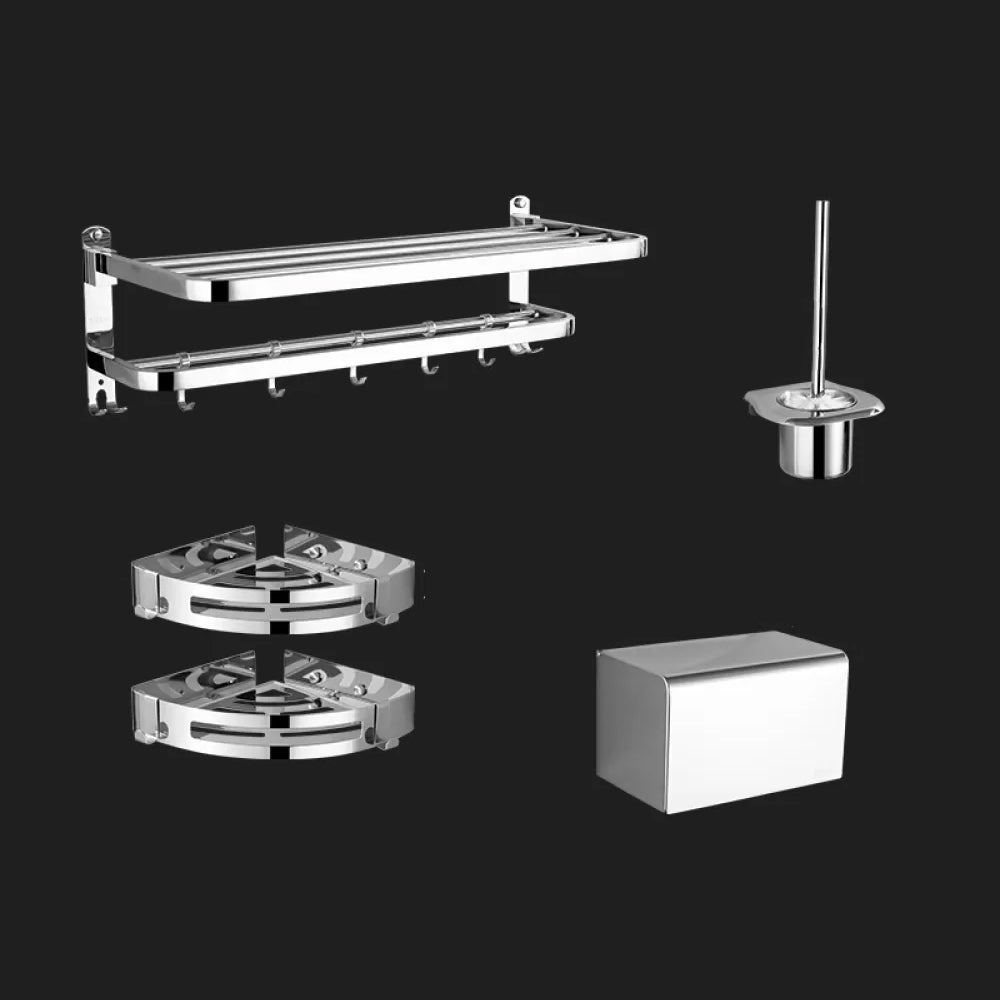 Modern Stainless Steel Bathroom Hardware Towel Bar Bathroom Set 5-Piece Set (Toilet Brush) Clearhalo 'Bathroom Hardware Sets' 'Bathroom Hardware' 'Bathroom Remodel & Bathroom Fixtures' 'bathroom_hardware_sets' 'Home Improvement' 'home_improvement' 'home_improvement_bathroom_hardware_sets' 6718398