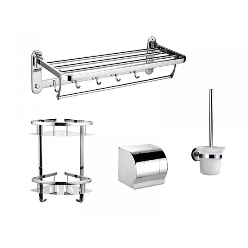 Modern Stainless Steel Bathroom Hardware Towel Bar Bathroom Set 4-Piece Set (Toilet Brush) Clearhalo 'Bathroom Hardware Sets' 'Bathroom Hardware' 'Bathroom Remodel & Bathroom Fixtures' 'bathroom_hardware_sets' 'Home Improvement' 'home_improvement' 'home_improvement_bathroom_hardware_sets' 6718400