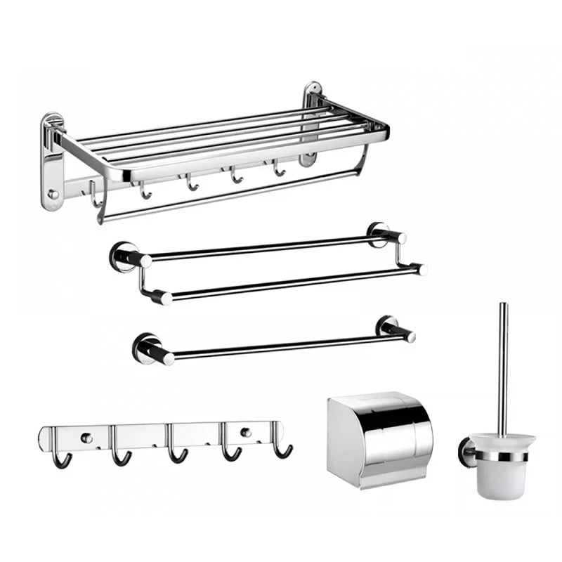 Modern Stainless Steel Bathroom Hardware Towel Bar Bathroom Set 6-Piece Set (Toilet Paper Holder) Clearhalo 'Bathroom Hardware Sets' 'Bathroom Hardware' 'Bathroom Remodel & Bathroom Fixtures' 'bathroom_hardware_sets' 'Home Improvement' 'home_improvement' 'home_improvement_bathroom_hardware_sets' 6718407