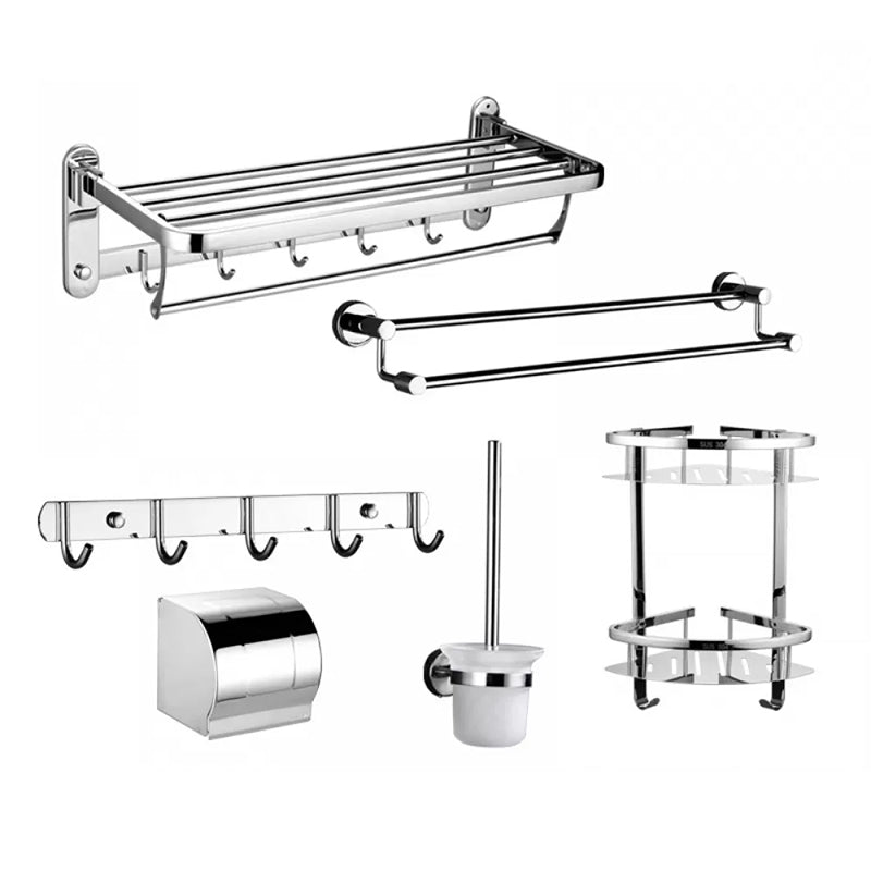 Modern Stainless Steel Bathroom Hardware Towel Bar Bathroom Set 6-Piece Set (Towel Bar) Clearhalo 'Bathroom Hardware Sets' 'Bathroom Hardware' 'Bathroom Remodel & Bathroom Fixtures' 'bathroom_hardware_sets' 'Home Improvement' 'home_improvement' 'home_improvement_bathroom_hardware_sets' 6718410